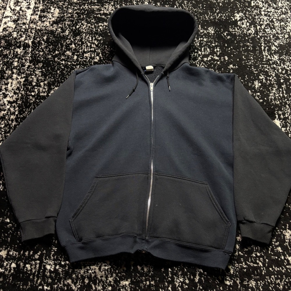 Vintage Honors Zip Up Hoodie Navy Blue Black Two Tone Grunge Skater Mens XL
